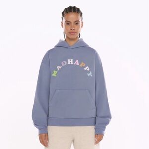 Madhappy Oversized Hoodie Blue with rainbow letters